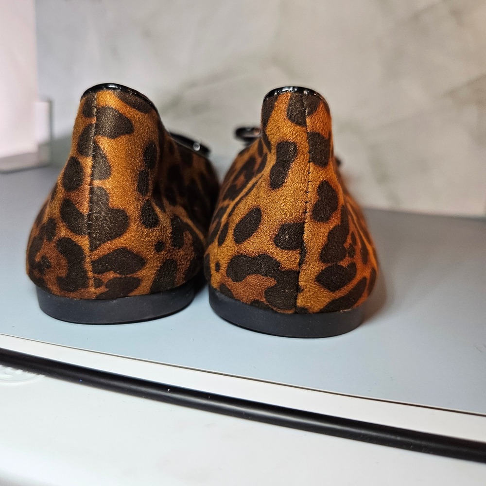 Samilor Leopard Print Ballet Flats Black Cap Toe Bow Accent Size 8 - Picture 4 of 6